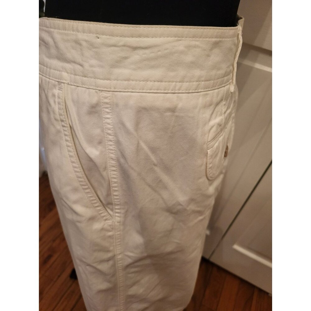 Lands End White Cotton Twill Pencil Skirt 14 Nautical Preppy Old Money Vacation - Picture 6 of 10